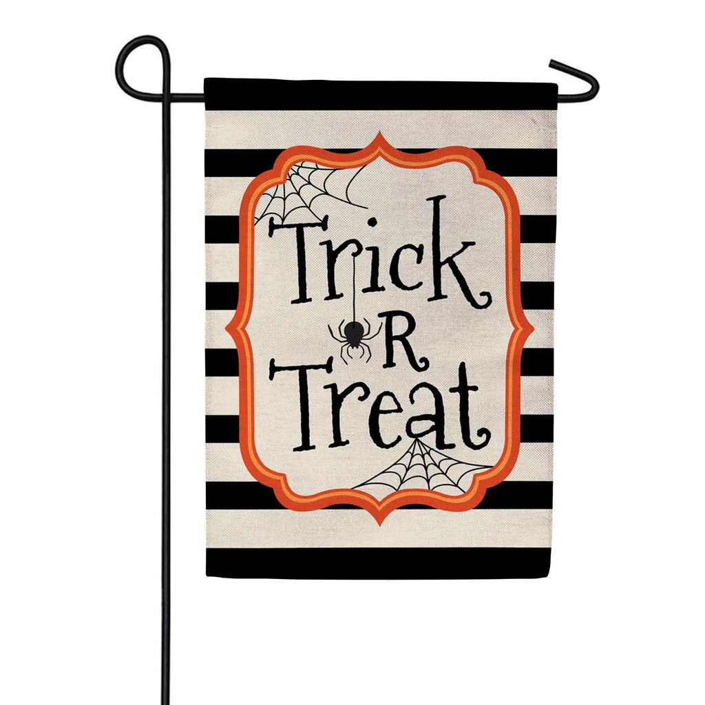 Evergreen Burlap Garden Flag - Striped Trick or Treat