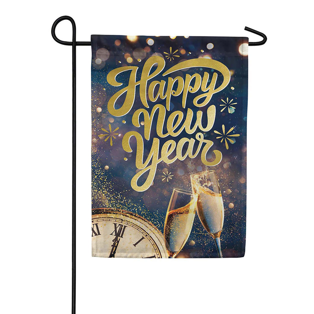 Evergreen Happy New Year Celebration Lustre Garden Flag