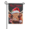 Evergreen Holly Homestead Highland Cow Lustre Garden Flag