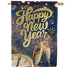 Evergreen Happy New Year Celebration Lustre House Flag