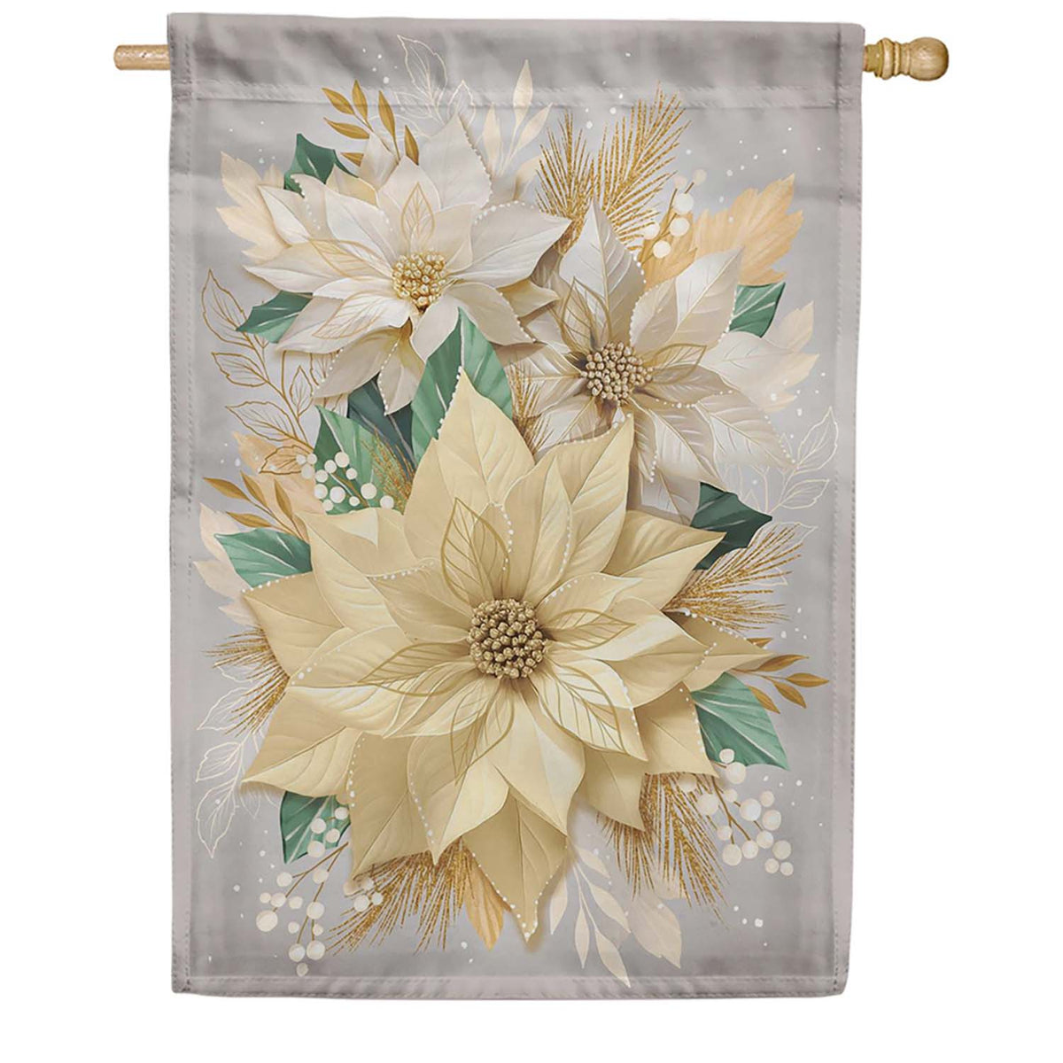 Evergreen Pearl and Pine Floral Lustre House Flag