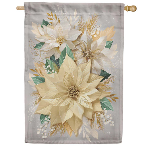 Evergreen Pearl and Pine Floral Lustre House Flag