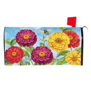 Evergreen Multicolor Zinnias & Bees Mailbox Cover