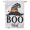 Evergreen Moire House Flag - Boo-tiful Witch Hat