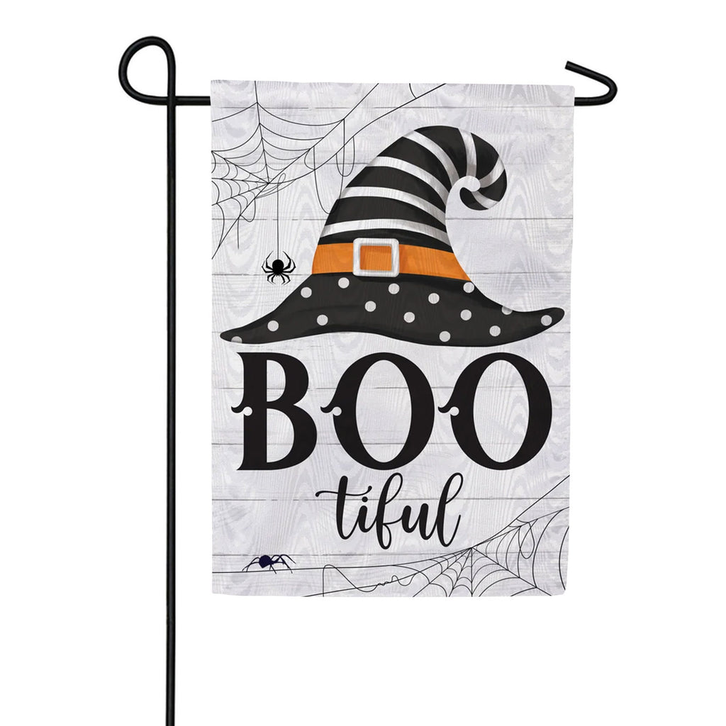 Evergreen Moire Garden Flag - Boo-tiful Witch Hat