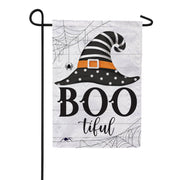 Evergreen Moire Garden Flag - Boo-tiful Witch Hat