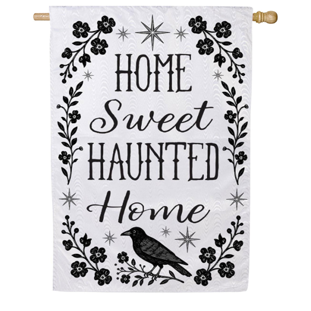 Evergreen Moire House Flag - Home Sweet Haunted Home