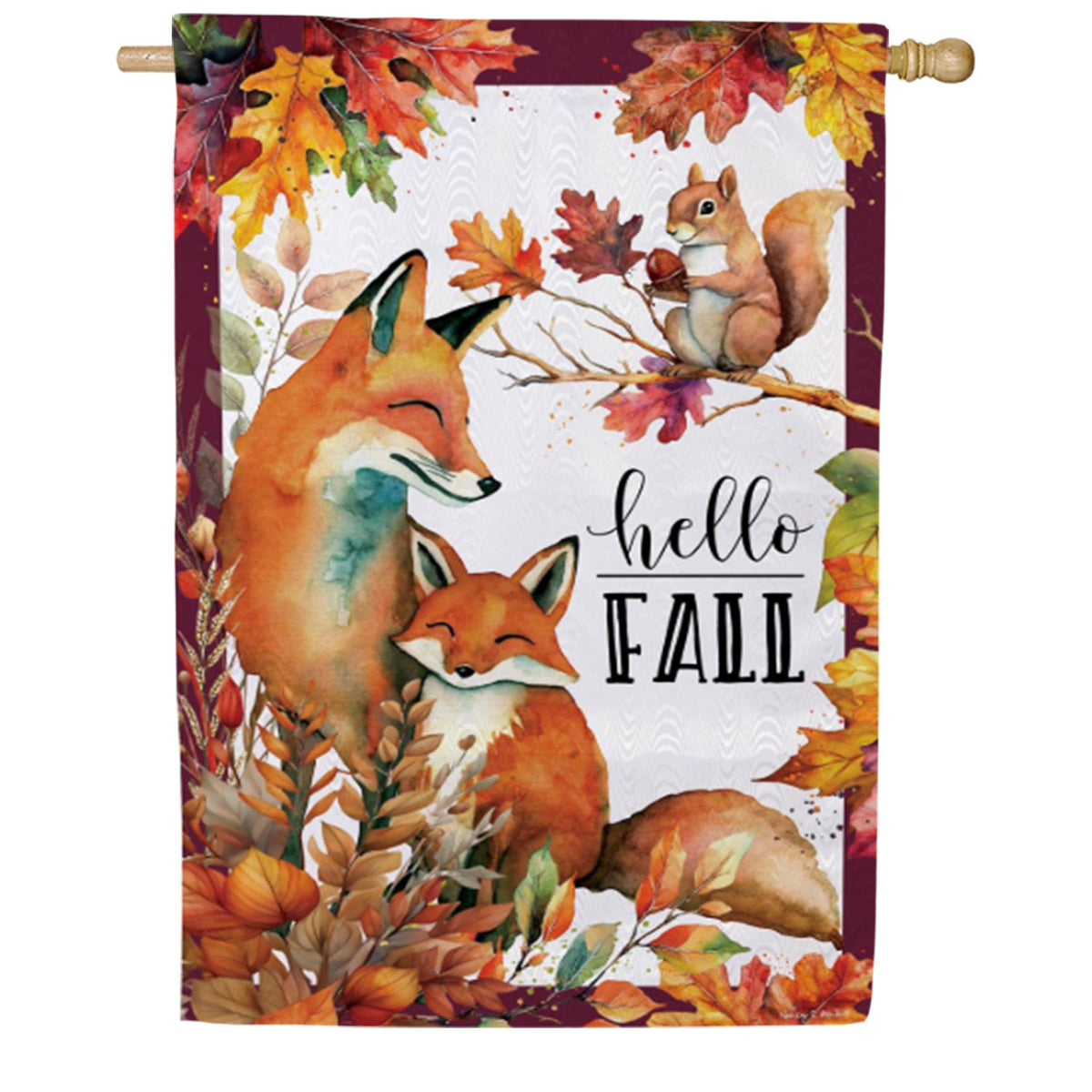 Evergreen Moire House Flag - Fox Family
