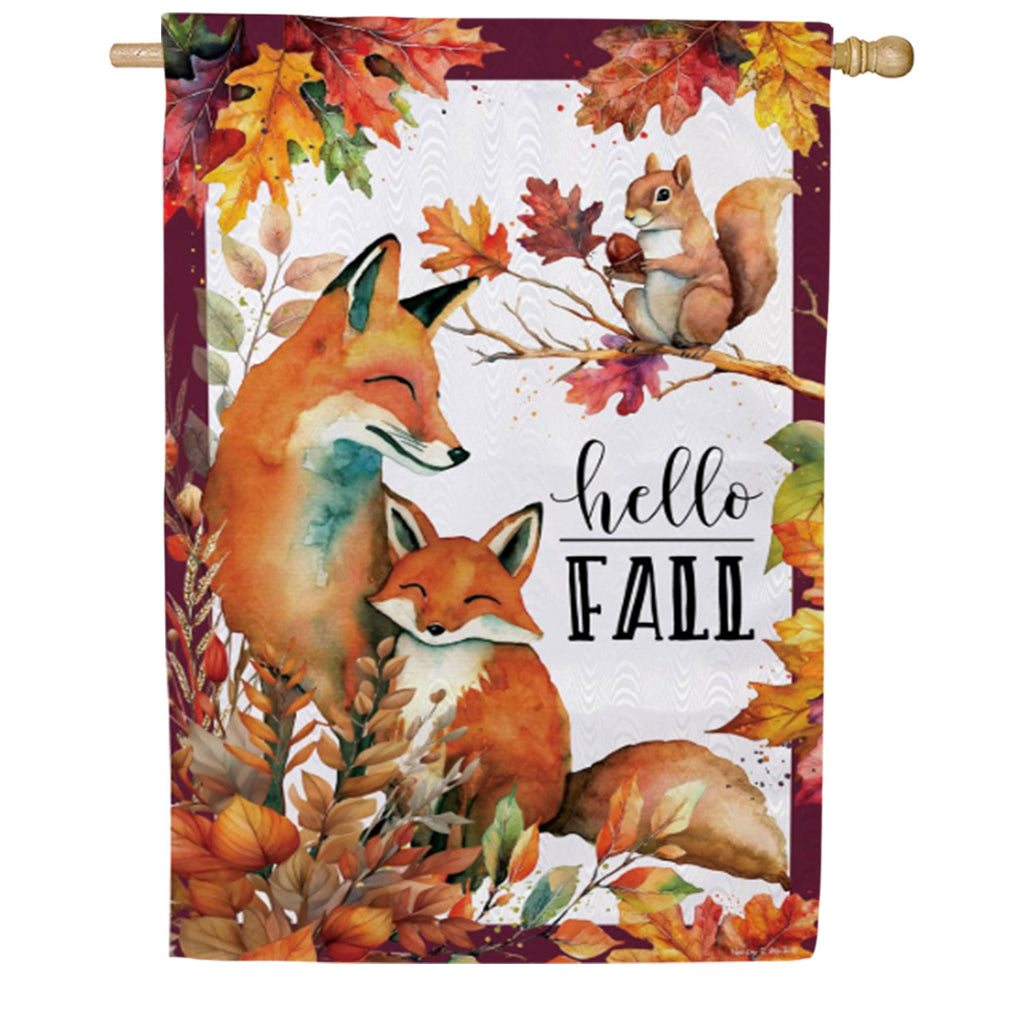 Evergreen Moire House Flag - Fox Family