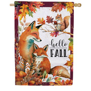 Evergreen Moire House Flag - Fox Family