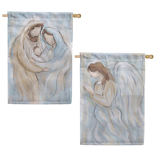 Evergreen Moire House Flag - Nativity Holy Miracle
