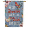 Evergreen Moire House Flag - Petal & Plow Rooster and Chick