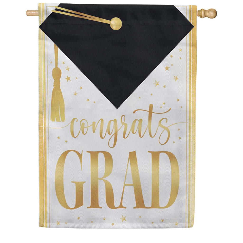 Evergreen Moire House Flag - Graduation