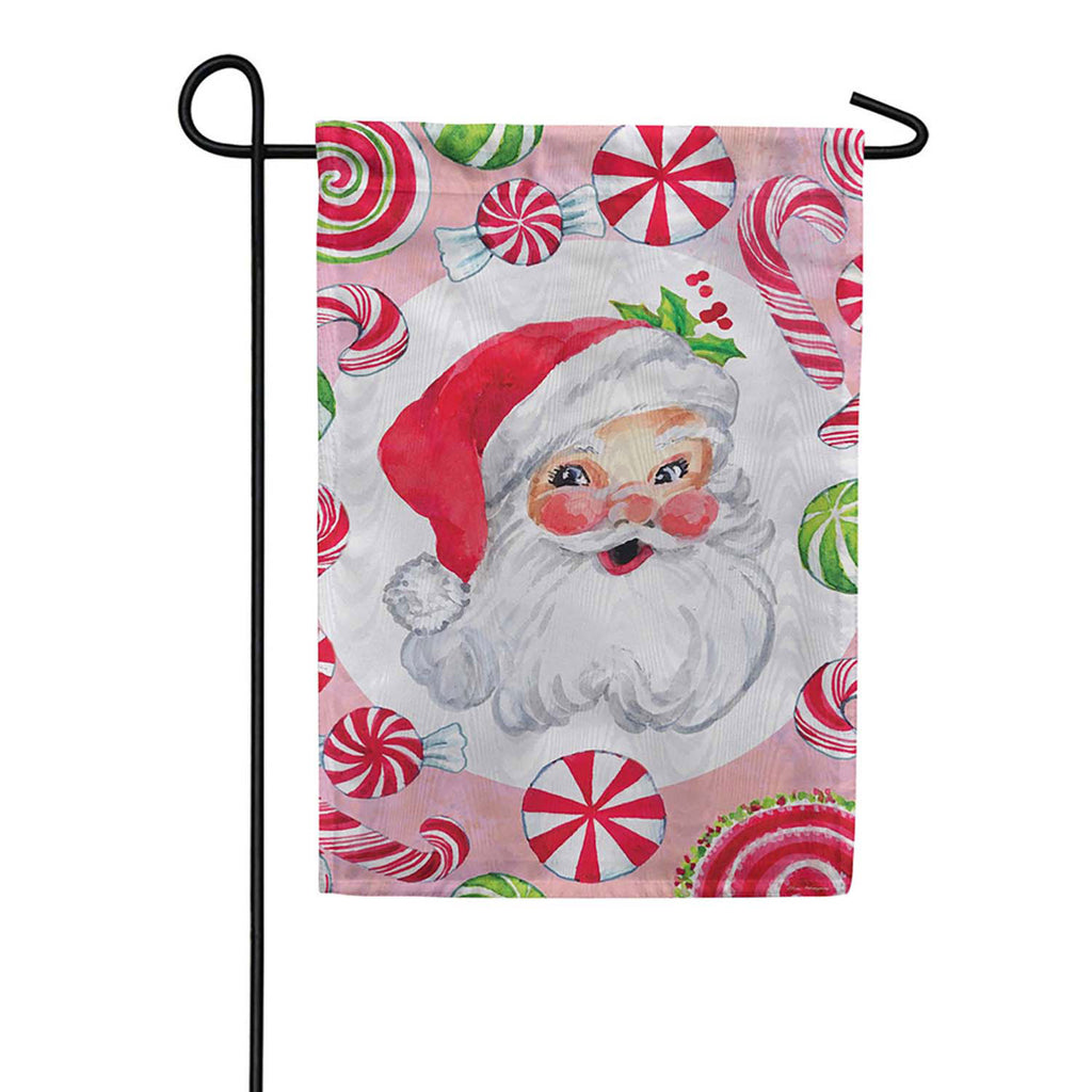 Evergreen Moire Garden Flag - Jolly Sweet Santa