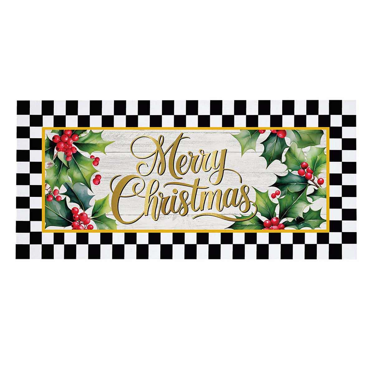 Evergreen Sassafras Switch Mat - Merry Christmas Holly
