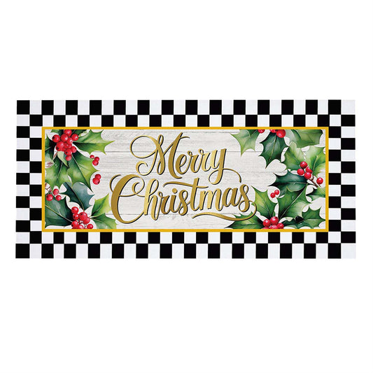 Evergreen Sassafras Switch Mat - Merry Christmas Holly
