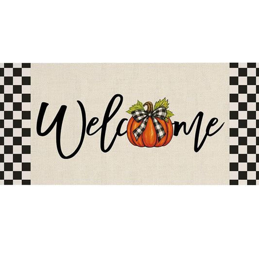 Evergreen Checkered Bow Pumpkin Sassafras Switch Mat