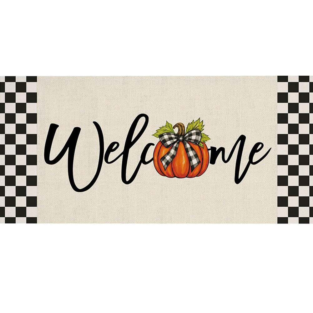 Evergreen Checkered Bow Pumpkin Sassafras Switch Mat