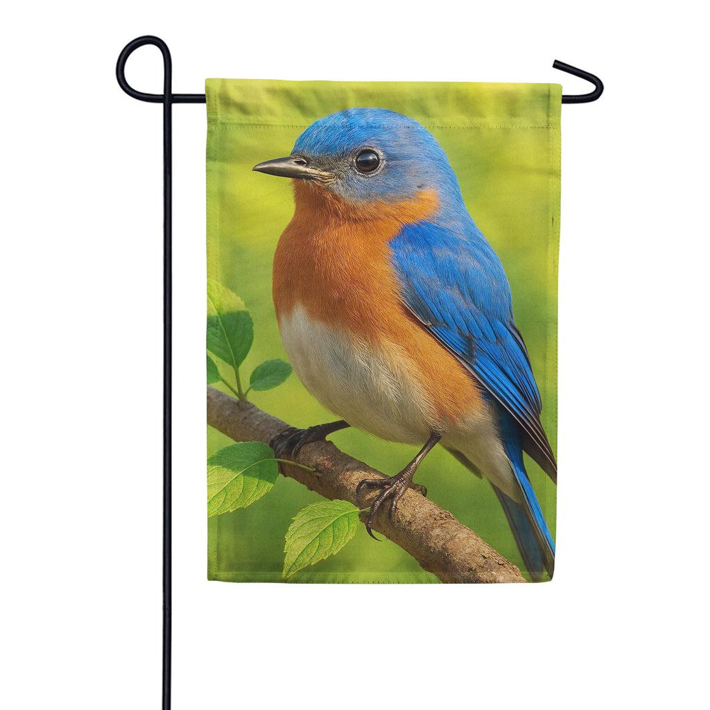 Evergreen Suede 2-Sided Garden Flag - Eastern Blue Bird