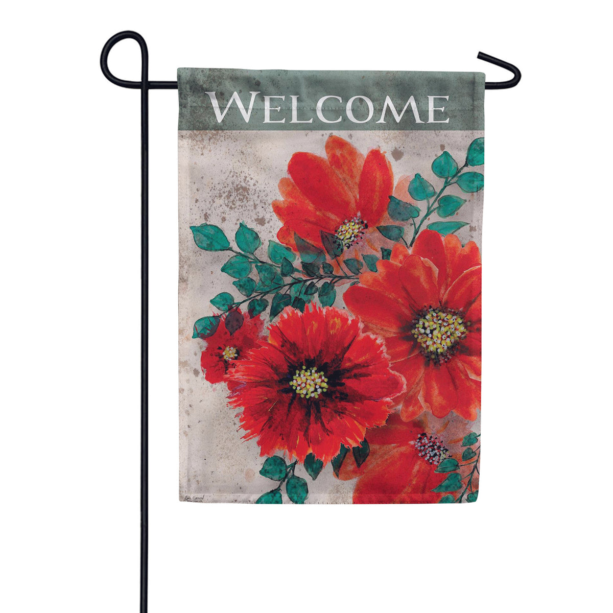 Evergreen Suede 2-Sided Garden Flag - Royal Red Poppy