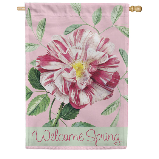 Evergreen Suede 2-Sided House Flag - Radiant Pink Flower