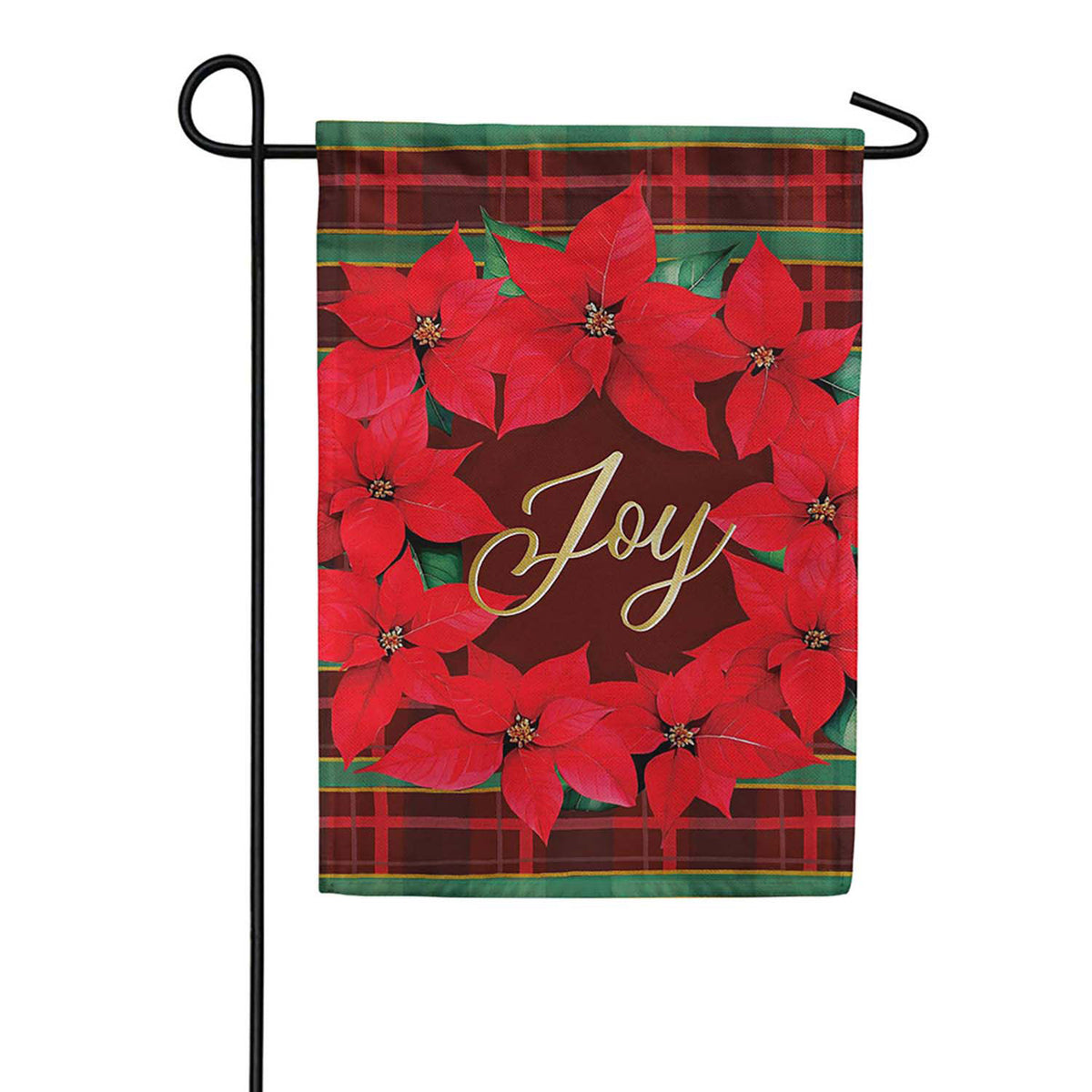 Evergreen Suede 2-Sided Garden Flag - Plaid Joy Wreath