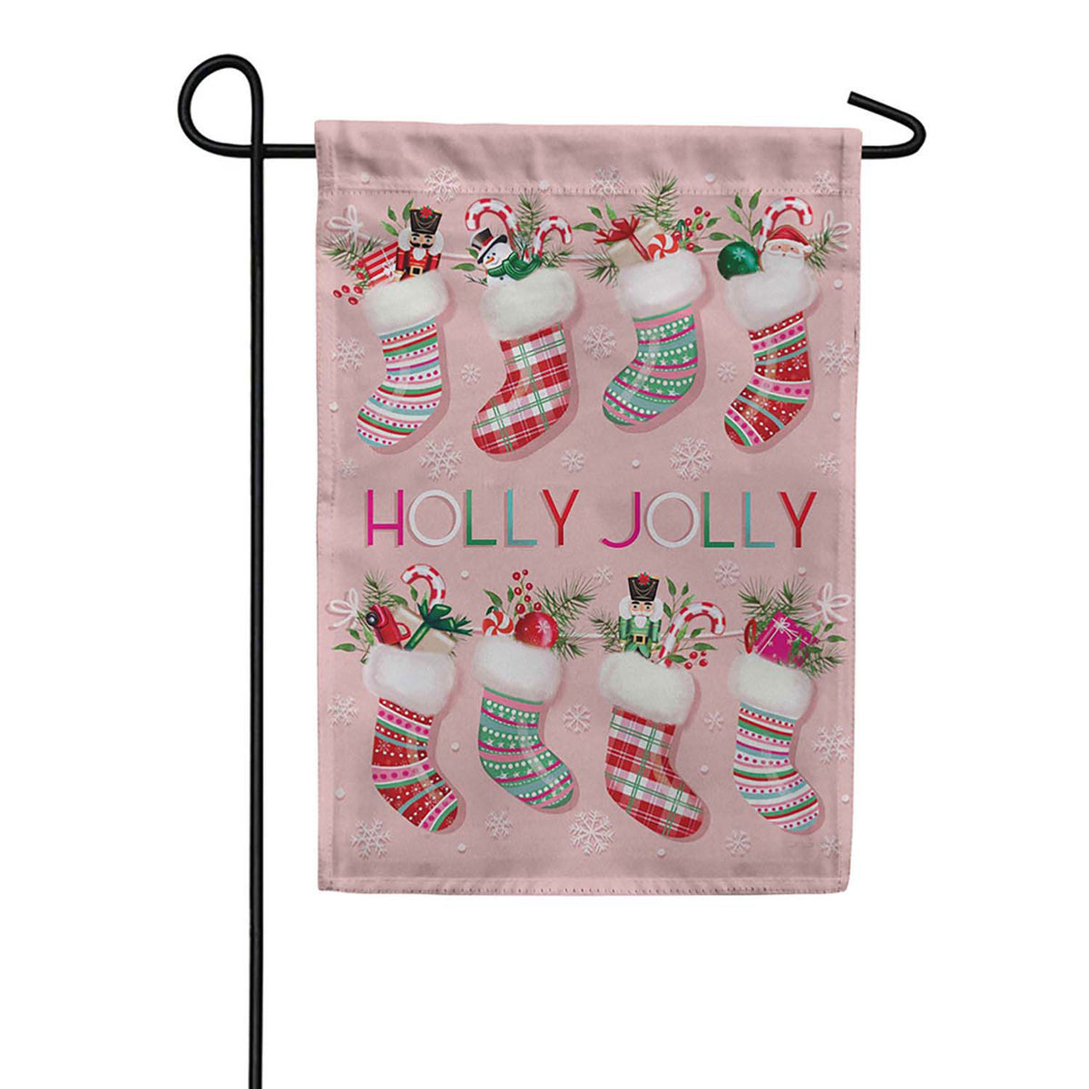 Evergreen Suede 2-Sided Garden Flag - Sweet Jolly Stockings