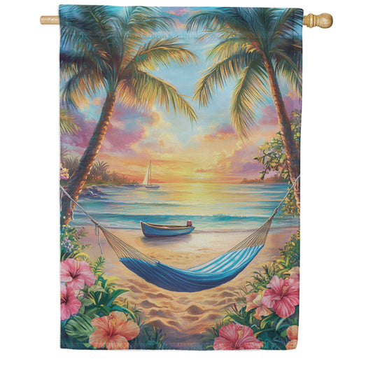 Evergreen Suede House Flag View Of Paradise