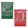 Evergreen Suede 2-Sided House Flag - JC For Christmas Front Back