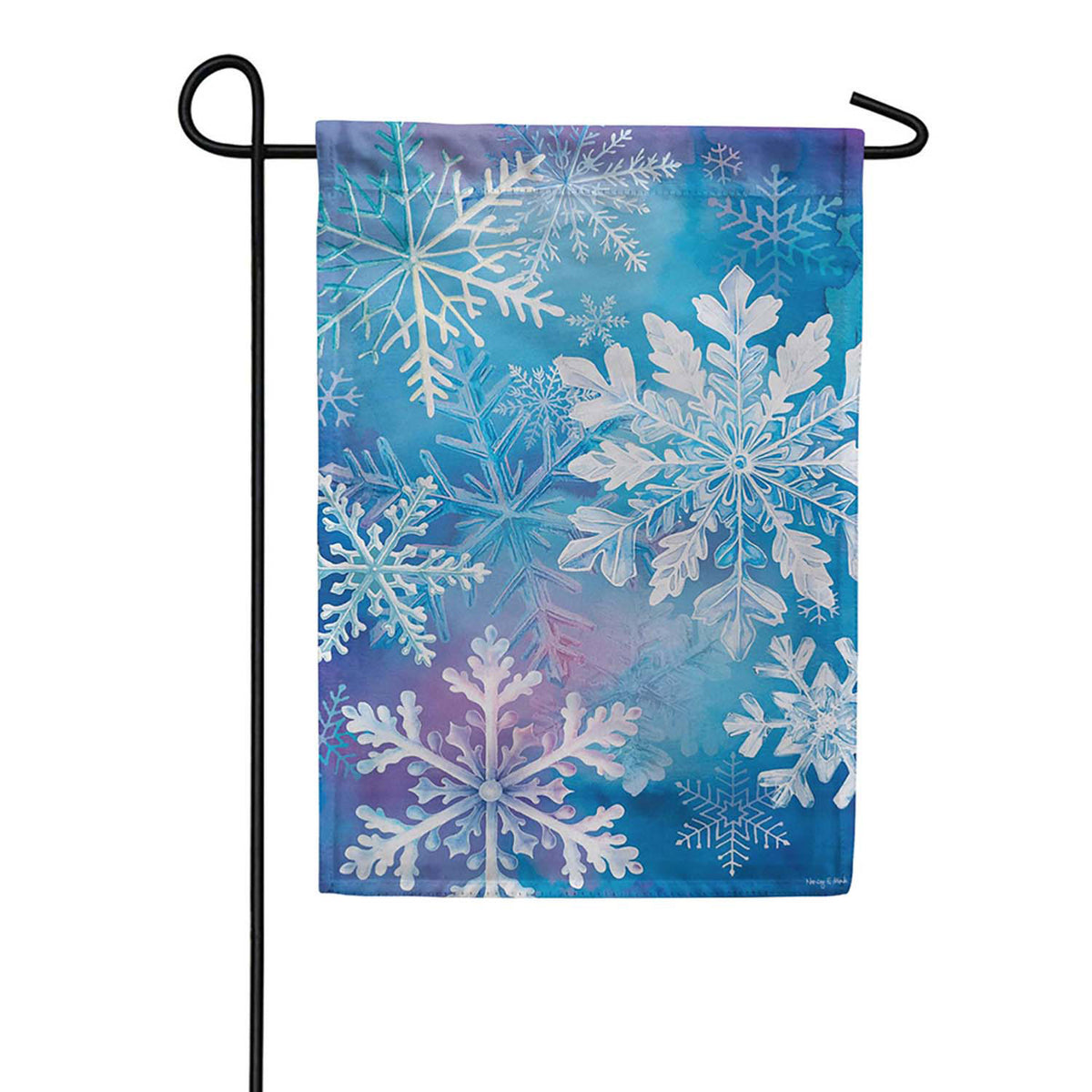 Evergreen Suede 2-Sided Garden Flag - Snowflake Dance