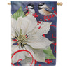 Evergreen Suede 2-Sided House Flag - Chickadees With Poinsettia