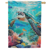 Evergreen Suede 2-Sided House Flag - Aquatic Life
