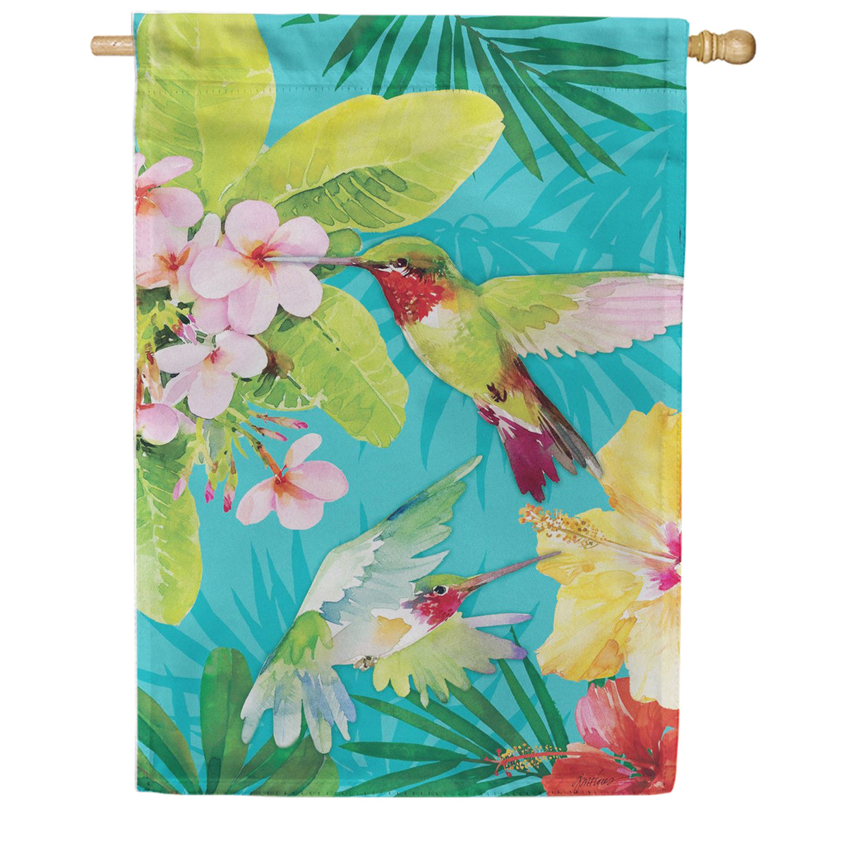 Evergreen Suede 2-Sided House Flag - Paradise Birds