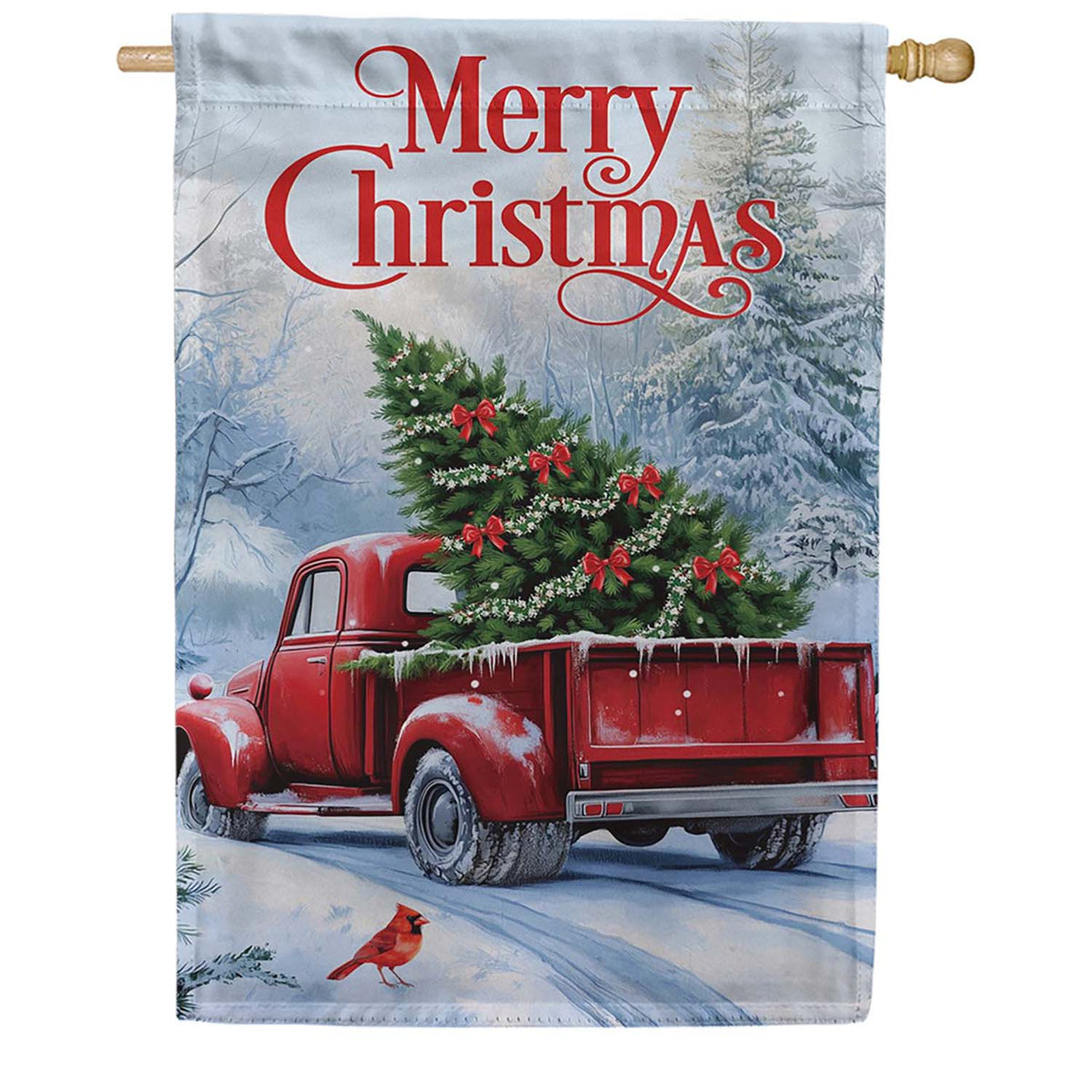 Evergreen Suede 2-Sided House Flag - Evergreen Christmas Delivery
