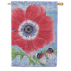 Evergreen Suede 2-Sided House Flag - Intricate Poppy