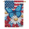 Evergreen Suede 2-Sided House Flag - Patriotic Butterfly
