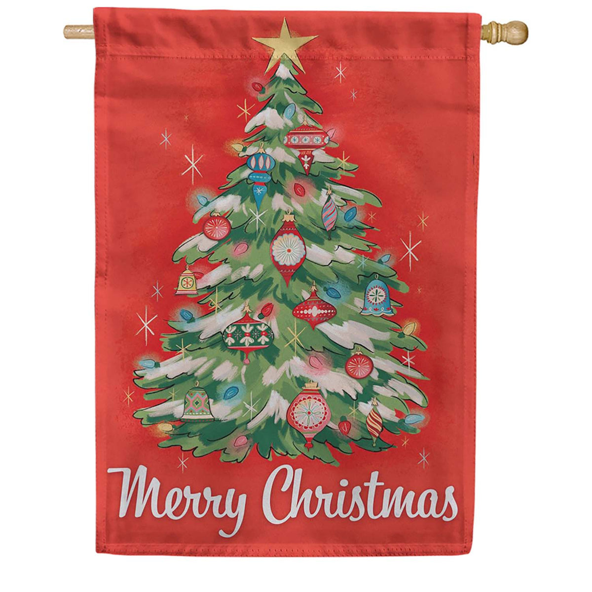 Evergreen Suede 2-Sided House Flag - Heartfelt Cheer Christmas Tree