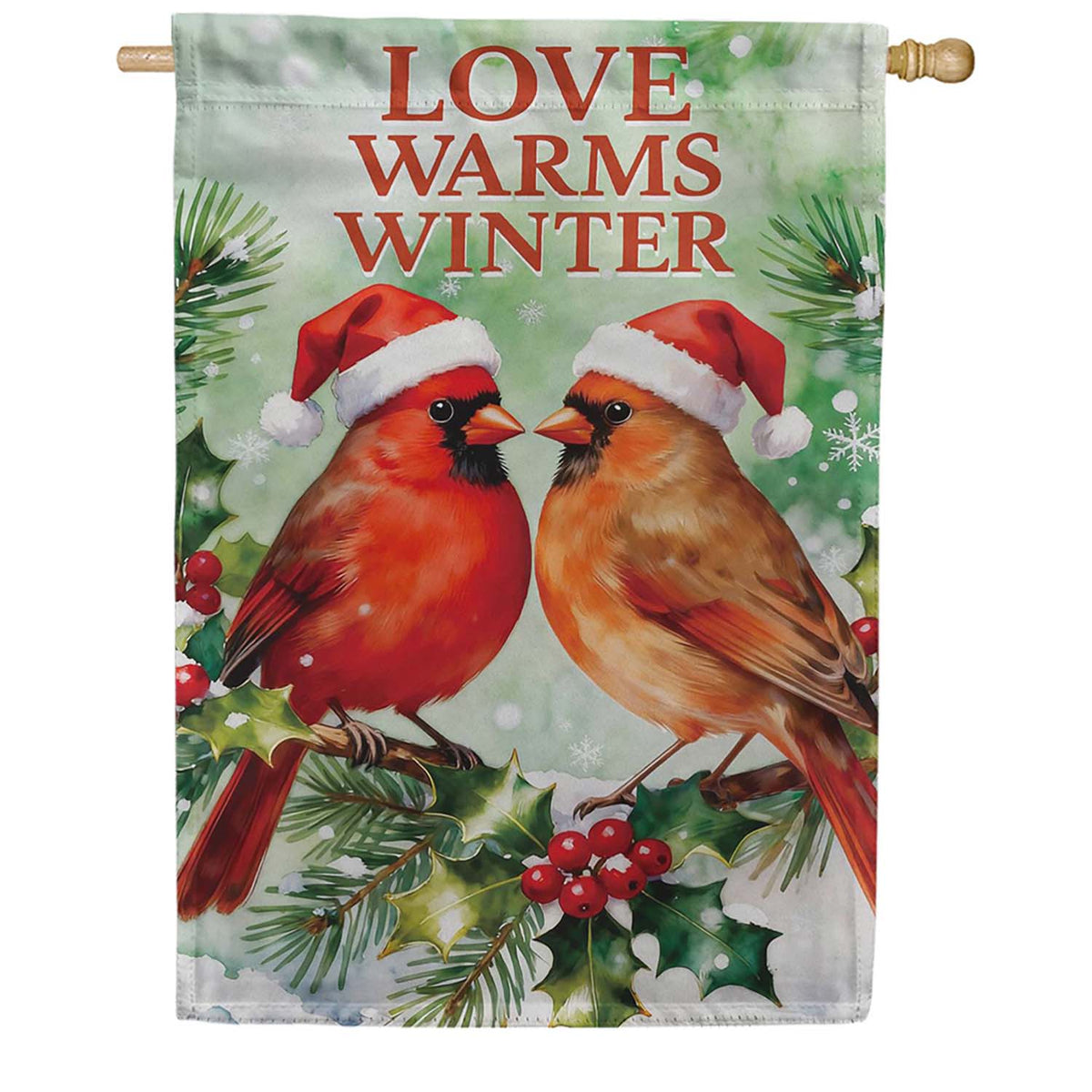 Evergreen Suede 2-Sided House Flag - Snowbirds Love Warms Winter