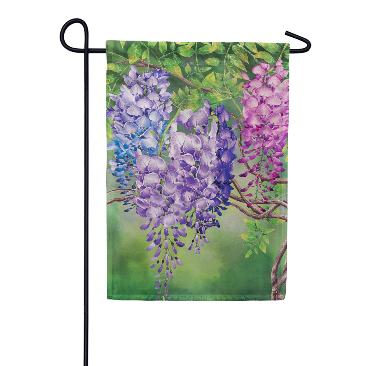 Evergreen Colorful Wisteria Suede 2-Sided Garden Flag 12.5" x 18"