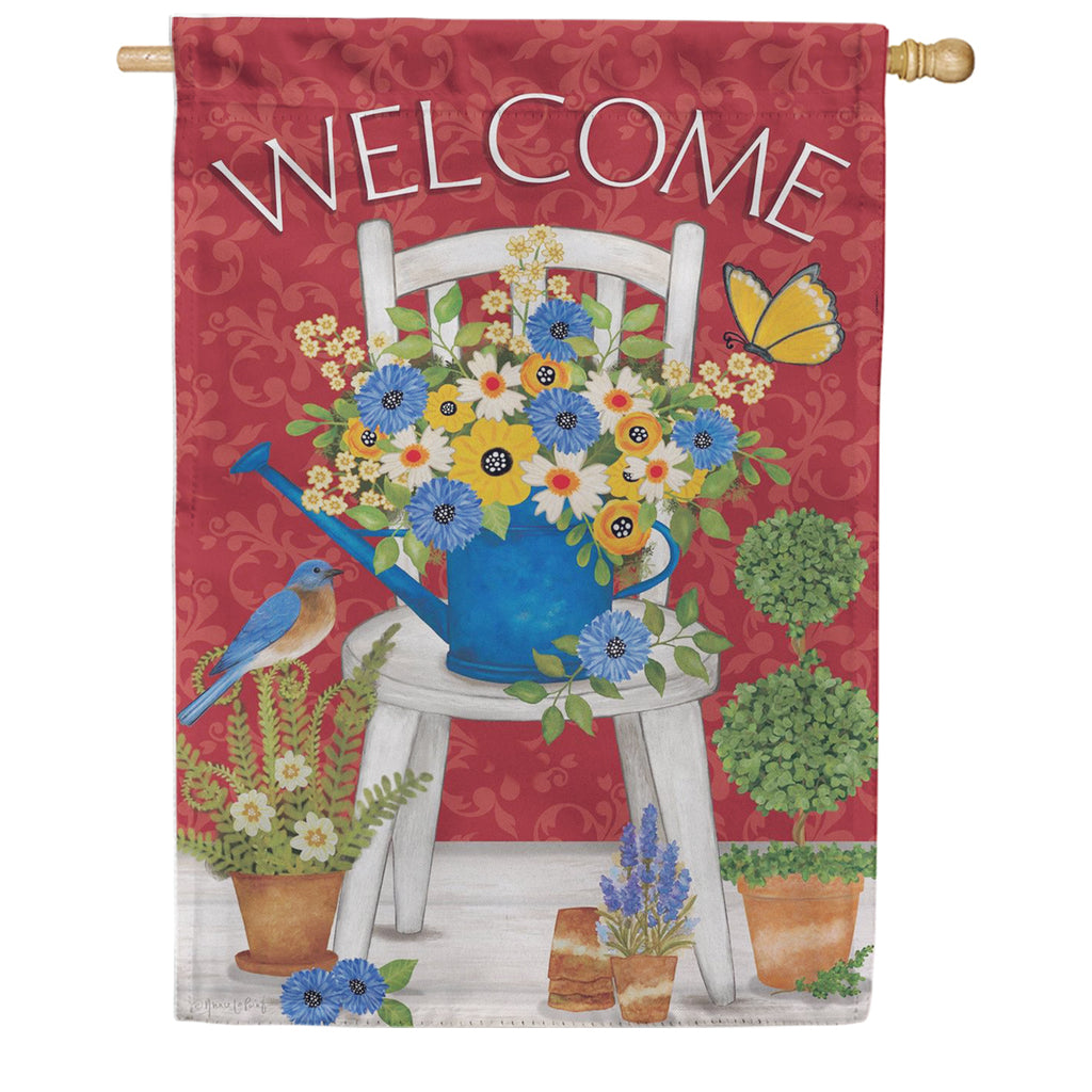 Evergreen Suede 2-Sided House Flag - Floral Chair