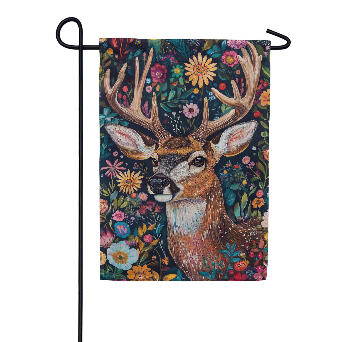 Evergreen Suede 2-Sided Garden Flag - Forever Blooming Deer