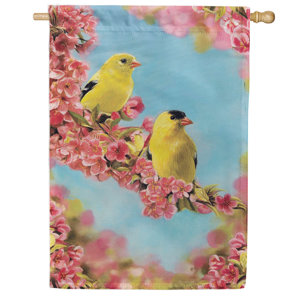 Evergreen Suede 2-Sided House Flag - Goldfinch Quartet