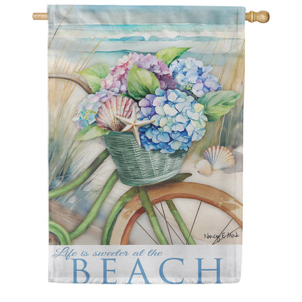 Evergreen Suede 2-Sided House Flag - Beach Escape