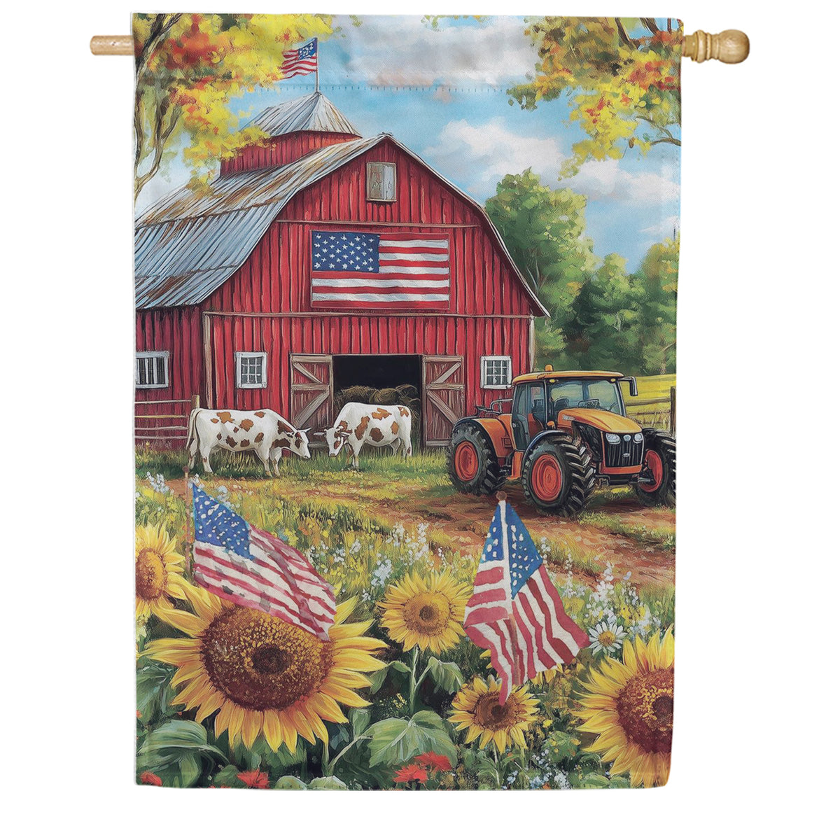 Evergreen Suede 2-Sided House Flag - Patriotic Land