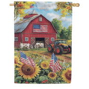 Evergreen Suede 2-Sided House Flag - Patriotic Land
