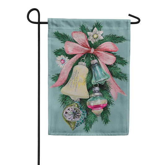 Evergreen Suede 2-Sided Garden Flag - Pink Bow Bells