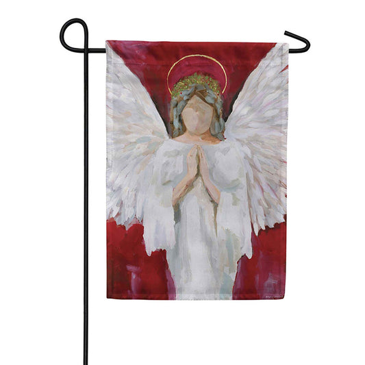 Evergreen Suede 2-Sided Garden Flag - Praying Angel