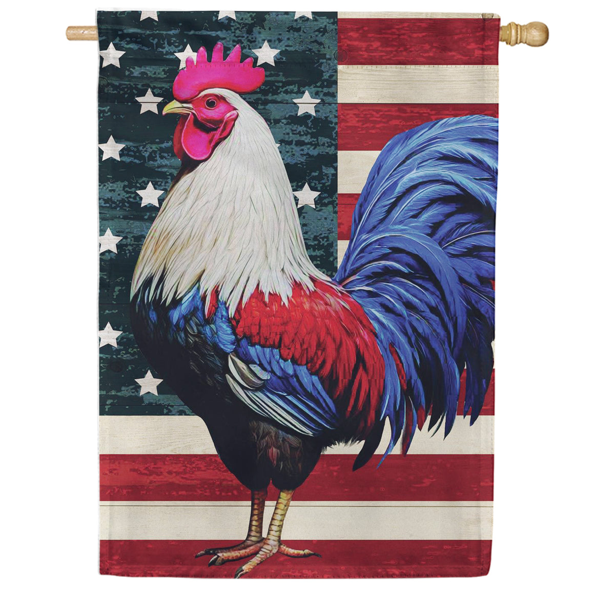 Evergreen Suede 2-Sided House Flag - All American Rooster