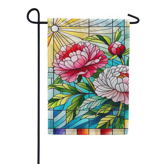 Evergreen Suede 2-Sided Garden Flag - Floral Stained Glass