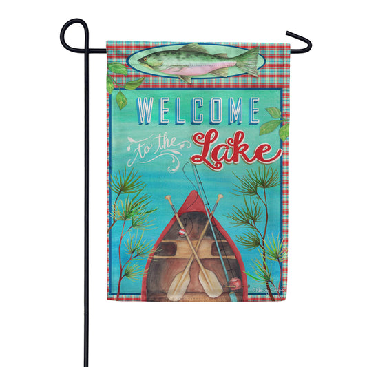 Evergreen Suede 2-Sided Garden Flag - Welcome To The Lake